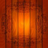 Floral frame on wood background N2