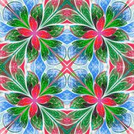 Multicolored symmetrical pattern in stained-glass window style N18