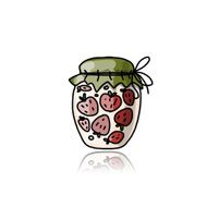 Jar with strawberry jam sketch for your design N3