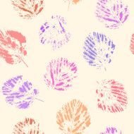 Colorful leaf prints seamless pattern in pastel colors