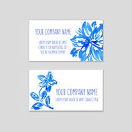 Set of business cards with watercolor floral background N2