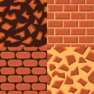 Vector cartoon seamless texture collection of bricks and ground N2