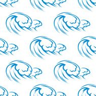 Blue ocean waves seamless pattern N2