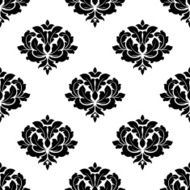 Seamless baroque style black flowers pattern