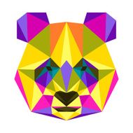 Abstract bright colored polygonal triangle geometric panda isolated on white N2