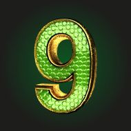 9 green letter with gold