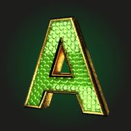 green letter with gold a