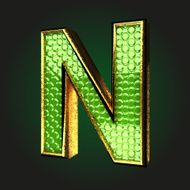 n green letter with gold