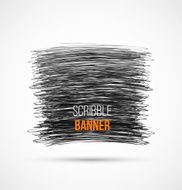 Abstract black hand-drawn scribble banner N2