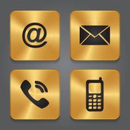 Gold Metal contact icons - email envelope phone mobile