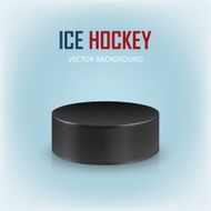 Black hockey puck on ice rink - vector background