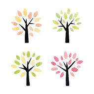 Set of watercolor trees N5