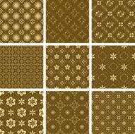 set of various vector seamless golden pattern