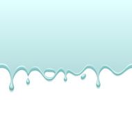 Creamy turquoise drips on white back Paint or ink drops