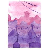 Watercolor night town