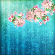 Spring Flowers Rain Vector N2