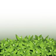 Seamless green leaves with little white flower background N2