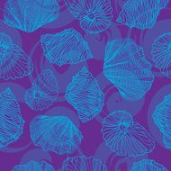 Shells and waves curls Seamless vector pattern N3