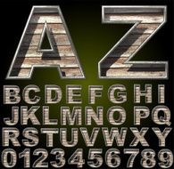 vector wooden and metal alphabet set