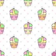 Cupcakes seamless vector pattern N2