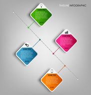 Time line info graphic colored square design element N2