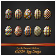 Easter Day Egg With Pop Art Geometric Pattern Style