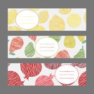 Series of Harvest berry ornament Set Horizontal Fruit Banners