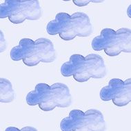 Vector Seamless Pattern with Watercolor Clouds N2
