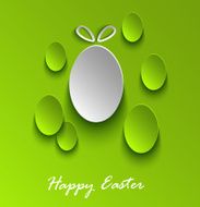 Easter greeting card with abstract green eggs
