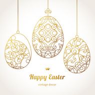 Golden ornamental eggs for your Easter design N2