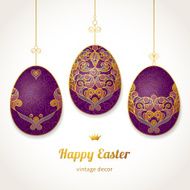 Golden ornamental eggs for your Easter design N3
