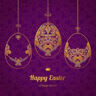 Golden ornamental eggs for your Easter design N4