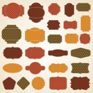 Textured labels and stickers set in retro style N5