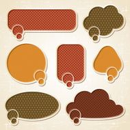 Textured speech bubbles and stickers set in retro style N5