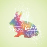 Vector Easter card with rabbit watercolor painting