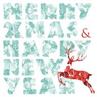 Merry Xmas Happy New year reindeer greeting card