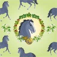 Seamless texture black horse head of stallion vector