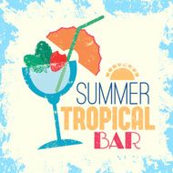 Summer tropical bar cocktail with fruits easy editable template