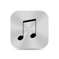 Metal musical note on button icon texture