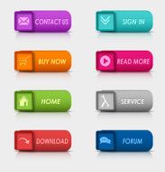 Colored set rectangular square web buttons element