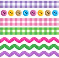 Seamless borders - ginghams ric racs buttons