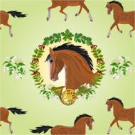Seamless texture Brown horse head of stallion vector