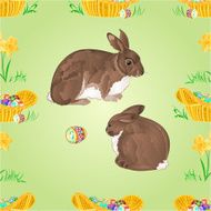 Seamless texture rabbit and easter eggs vector