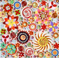 Flowers abstract composition made of paper layers quilling N7