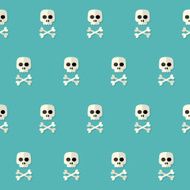 Seamless Halloween Skull Pattern with Bones over blue