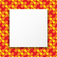 White paper banner over colorful pattern