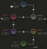 Time line info graphic dark round element template N2