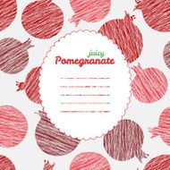 Text frame Repeating pomegranate background seamless fruit texture Vector pattern