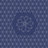 Traditional Japanese Embroidery Ornament with sakura flower Seamless sashiko motif