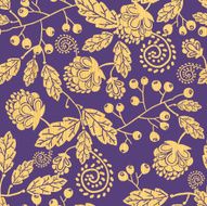 Wooden Floral Silhouettes Seamless Pattern Background N2